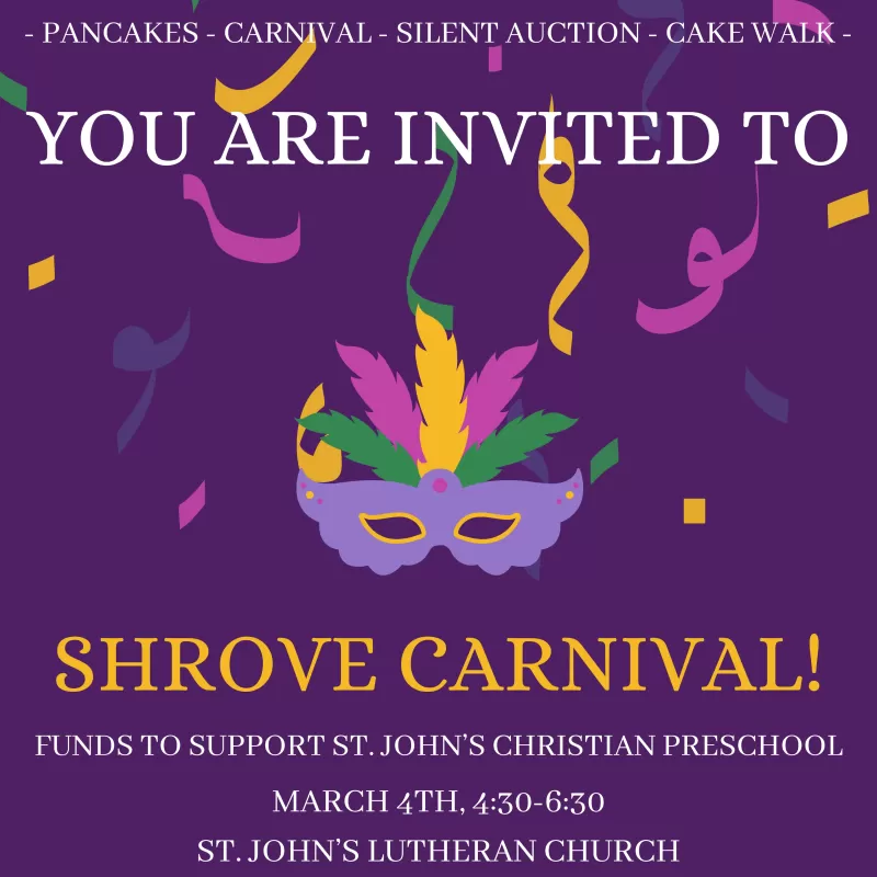Shrove Dinner & Carnival Shrove Dinner & Carnival
